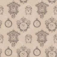 Old vintage clock seamless pattern N2