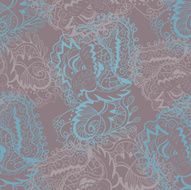 Vector seamless texture with curled abstract elements leaves and flowers