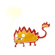 cartoon little fire demon with speech bubble N29