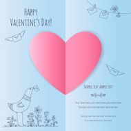 Valentine&#039;s card with heart and hand drawing N3