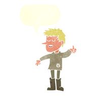 cartoon poor boy with positive attitude speech bubble N10