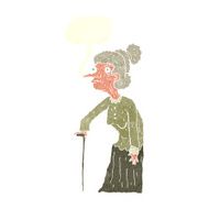 cartoon old woman with speech bubble N12
