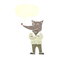 cartoon wolf in shirt with speech bubble N7