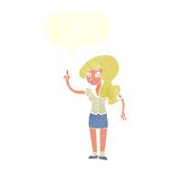 cartoon pretty woman with idea speech bubble N83