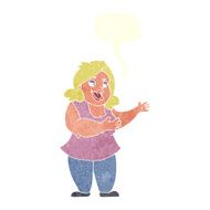 cartoon happy fat woman with speech bubble N7