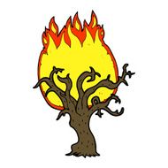 cartoon winter tree on fire N4