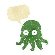 cartoon alien squid face with speech bubble N36