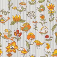 flowers and birds seamless texture pattern N10