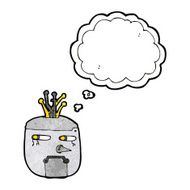 cartoon robot head with speech bubble N79