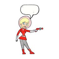cartoon sci fi girl with speech bubble N11