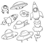 Spaceship in black and white