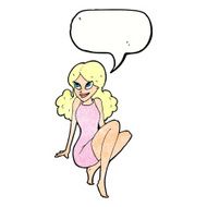 cartoon attractive woman posing with speech bubble N11