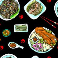 seamless pattern chinese food