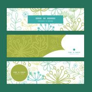 Vector mysterious green garden horizontal banners set pattern background