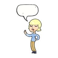 cartoon woman ignoring with speech bubble N34
