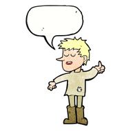 cartoon poor boy with positive attitude speech bubble N11