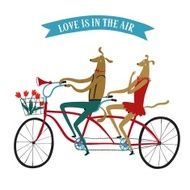 Lovely dogs cyclists illustration