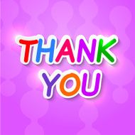 Thank you plaque on a purple background with reflections Vector