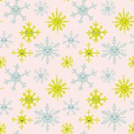 Seamless pattern with cute snowflakes in cartoon style N2