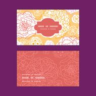 Vector warm day flowers horizontal frame pattern business cards set