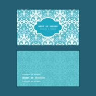 Vector light blue swirls damask horizontal frame pattern business cards