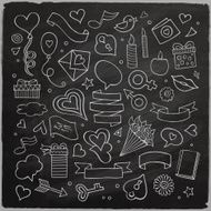 Set of love doodle icons vector chalkboard