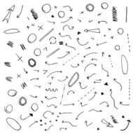 Hand drawn doodle arrows set isolated