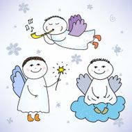 vector set of hand drawn colorful cute angels N2