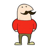 comic cartoon bald man with mustache N6