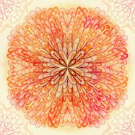 Hand drawn circular pink ornament N3