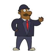 cartoon sensible business man in bowler hat N13