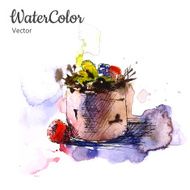 Vector hand painting watercolor dessert Eps10 N7