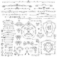 Doodles sketched border frame decor element Love