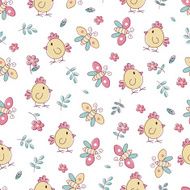 Seamless pattern with birds and flowers N12