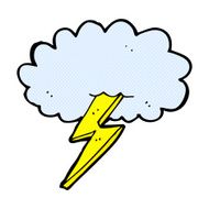 comic cartoon lightning bolt and cloud N3
