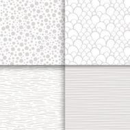 Simple neutral monochrome seamless patterns set N2