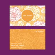 Vector warm day flowers vertical round frame pattern business cards N2