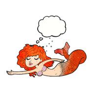 cartoon mermaid with thought bubble N77