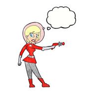 cartoon sci fi girl with thought bubble N11