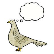 cartoon bird with thought bubble N455