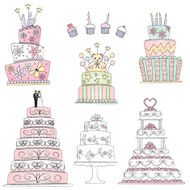 Celebration cakes in sketch style