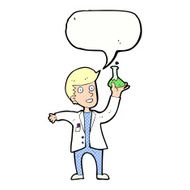 cartoon happy scientist with speech bubble N12