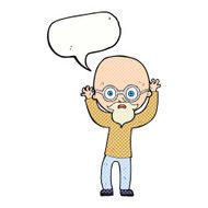 cartoon stressed bald man with speech bubble N12