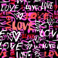 Pattern with hand painted words love N5
