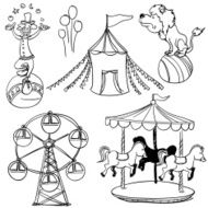 Circus illustration in black and white N2