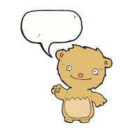 cartoon waving teddy bear with speech bubble N55
