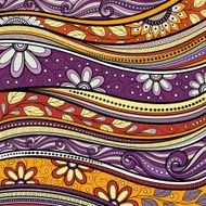 Colored Floral Background Hand Drawn Texture with Flowers N14