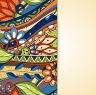 Colored Floral Background Hand Drawn Texture with Flowers N15