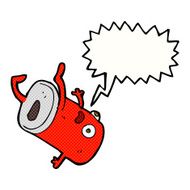 cartoon old drinks can with speech bubble N8