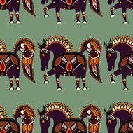 ethnic seamless pattern fabric with unusual tribal animal N24